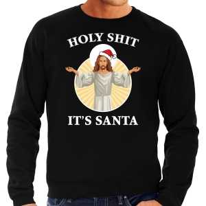 Foute holy shit its santa fout kersttrui / outfit zwart voor heren