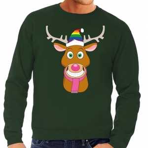 Foute kersttrui gay rudolf het rendier groen heren