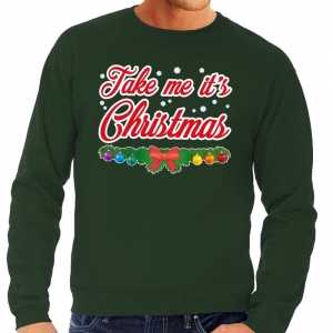 Foute kersttrui groen take me its christmas voor heren