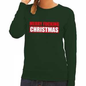 Foute kersttrui merry fucking christmas groen voor dames
