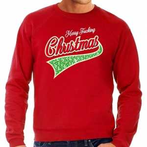 Foute kersttrui merry fucking christmas rood voor heren