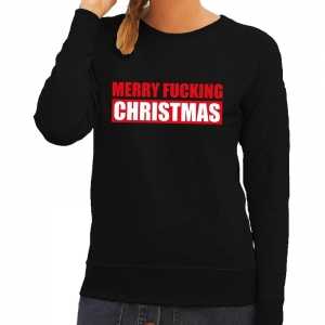 Foute kersttrui merry fucking christmas zwart voor dames