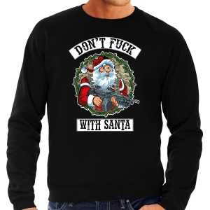 Foute kersttrui / outfit dont fuck with santa zwart voor heren