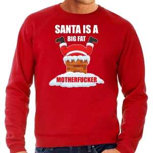 Foute kersttrui / outfit santa is a big fat motherfucker rood voor heren