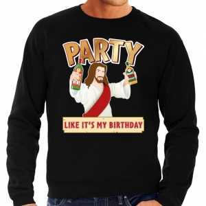 Foute kersttrui party jezus zwart voor heren
