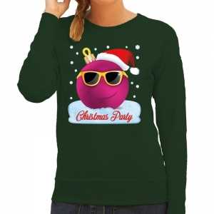 Foute kersttrui / sweater christmas party groen voor dames