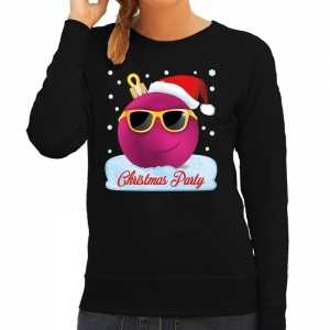 Foute kersttrui / sweater christmas party zwart voor dames