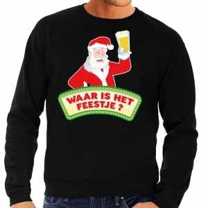 Foute kersttrui zwart waar is het feestje voor heren