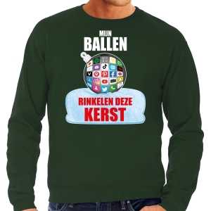 Foute rinkelende kerstbal sweater / kersttrui mijn ballen rinkelen groen voor heren