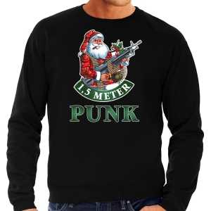 Grote maten foute kersttrui / outfit 1,5 meter punk zwart voor heren