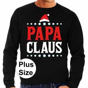 Grote maten foute kersttrui papa claus zwart voor heren