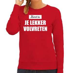 Kerst is: je lekker volvreten foute kersttrui / kerst outfit rood voor dames