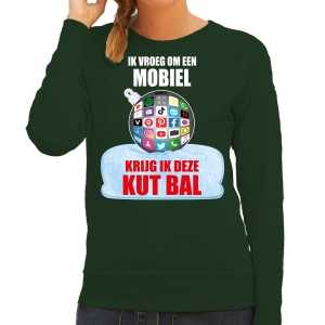 Kut kerstbal sweater / foute kersttrui ik vroeg om een mobiel krijg ik deze kut bal groen voor dames