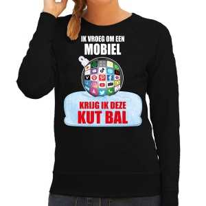 Kut kerstbal sweater / foute kersttrui ik vroeg om een mobiel krijg ik deze kut bal zwart voor dames