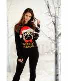 Foute dames kersttrui zwart met mopshond