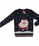 Foute donker blauwe kersttrui kerstman voor dames