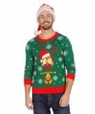 Foute groene kersttrui met rendier voor heren