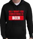 Foute kerst hoodie trui all i want for christmas zwart heren