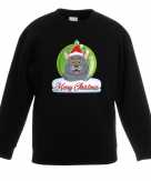 Foute kersttrui merry christmas grijze kat poes kerstbal zwart kinde