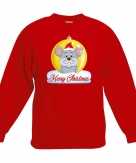 Foute kersttrui merry christmas muis kerstbal rood kinderen
