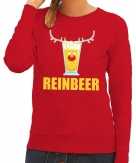 Foute kersttrui reinbeer rood voor dames