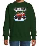 Foute stoere kersttrui sweater vol gas ouwe monstertruck groen kids