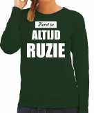 Groene foute kersttrui sweater kerst is altijd ruzie outfit dames