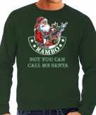 Grote maten foute kersttrui outfit rambo but you can call me santa groen voor heren
