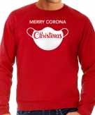 Grote maten merry corona christmas foute kersttrui outfit rood voor heren