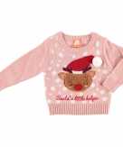 Roze baby kersttrui foute kersttrui santas little helper