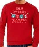 Ugly sweater party foute kersttrui outfit rood voor heren